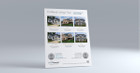 flyer with 6 images of houses in a grid format against a gray background